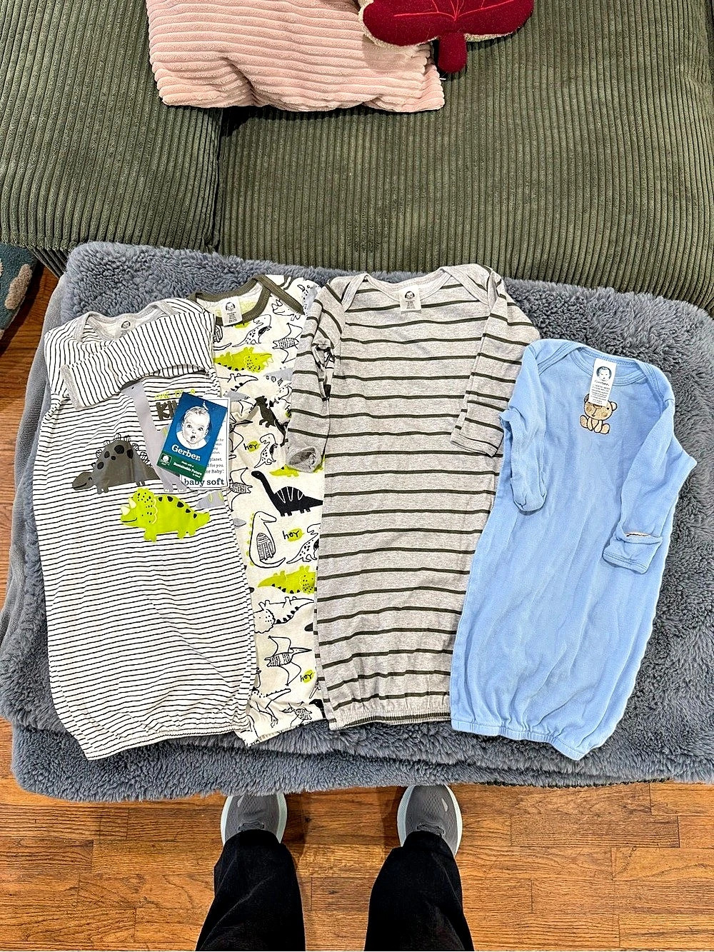 Gerber Baby Boys Long Sleeve Gowns with Mitten Cuffs 4-Pack Bundle